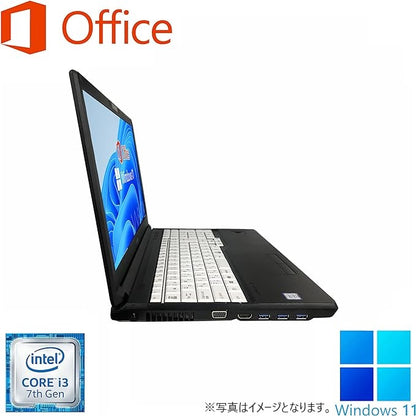 富士通 ノートPC A577/15.6型/10キー/Win 11 Pro/MS Office H&B 2019/Core i3-7130U/16GB/256GB SSD / 中古整備PC