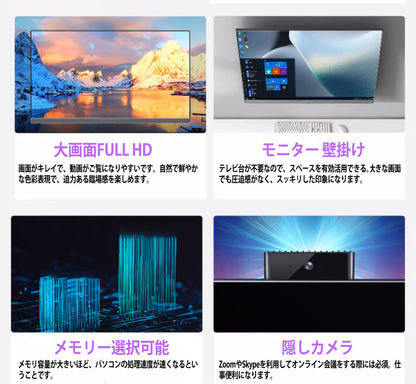 新品 一体型パソコン / WAJUN XSD 24型 IPSフルHD / カメラ内蔵 / Win 11 Pro /16GB/SSD960GB+HDD500GB/第12世代Core i5-12450H